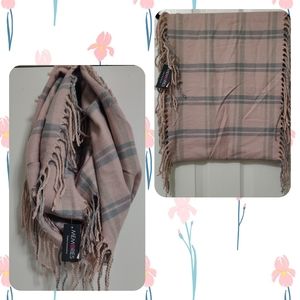 ♾️Infinity Plaid Grey & Pink Scarf